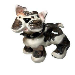 Annaco Creations 2001 Amy Lacombe WhimsiClay Bull Dog Figurine Spiked Collar